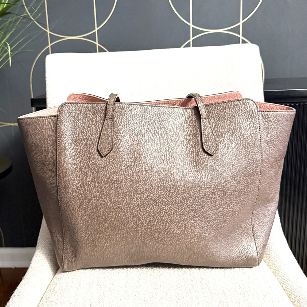 Gucci Authentic Large size Swing tote bag grey and pink leather - Picture 5 of 16
